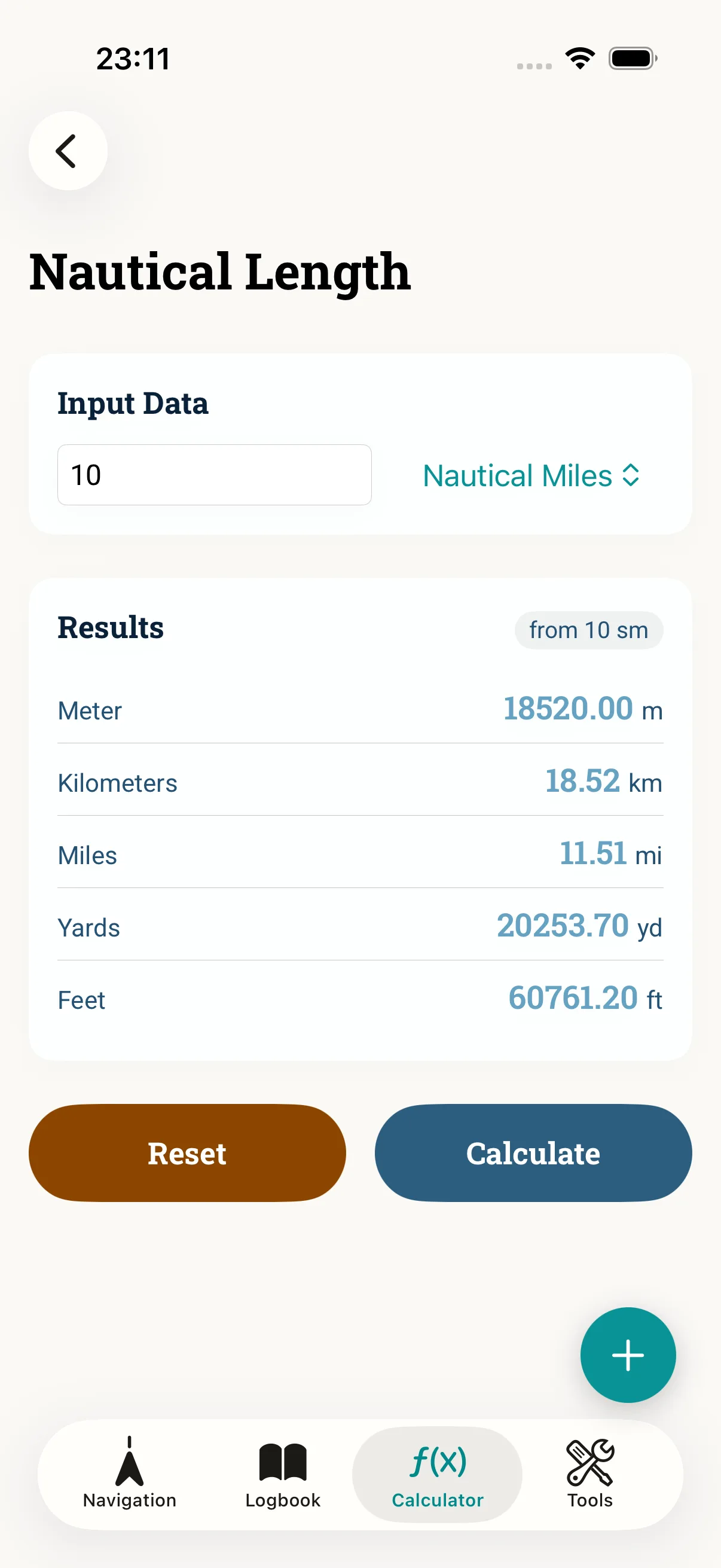 NauticCalc app screenshot