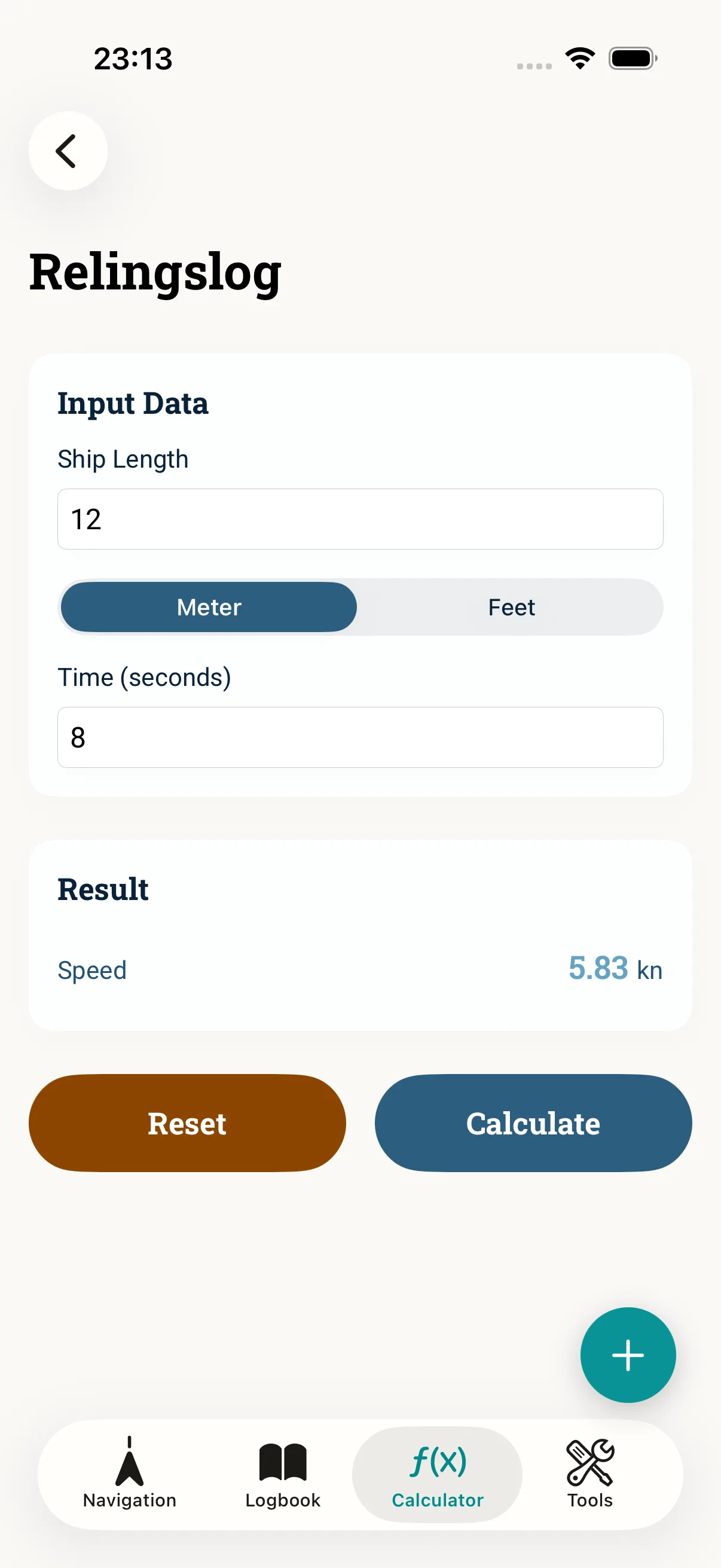 NauticCalc app screenshot