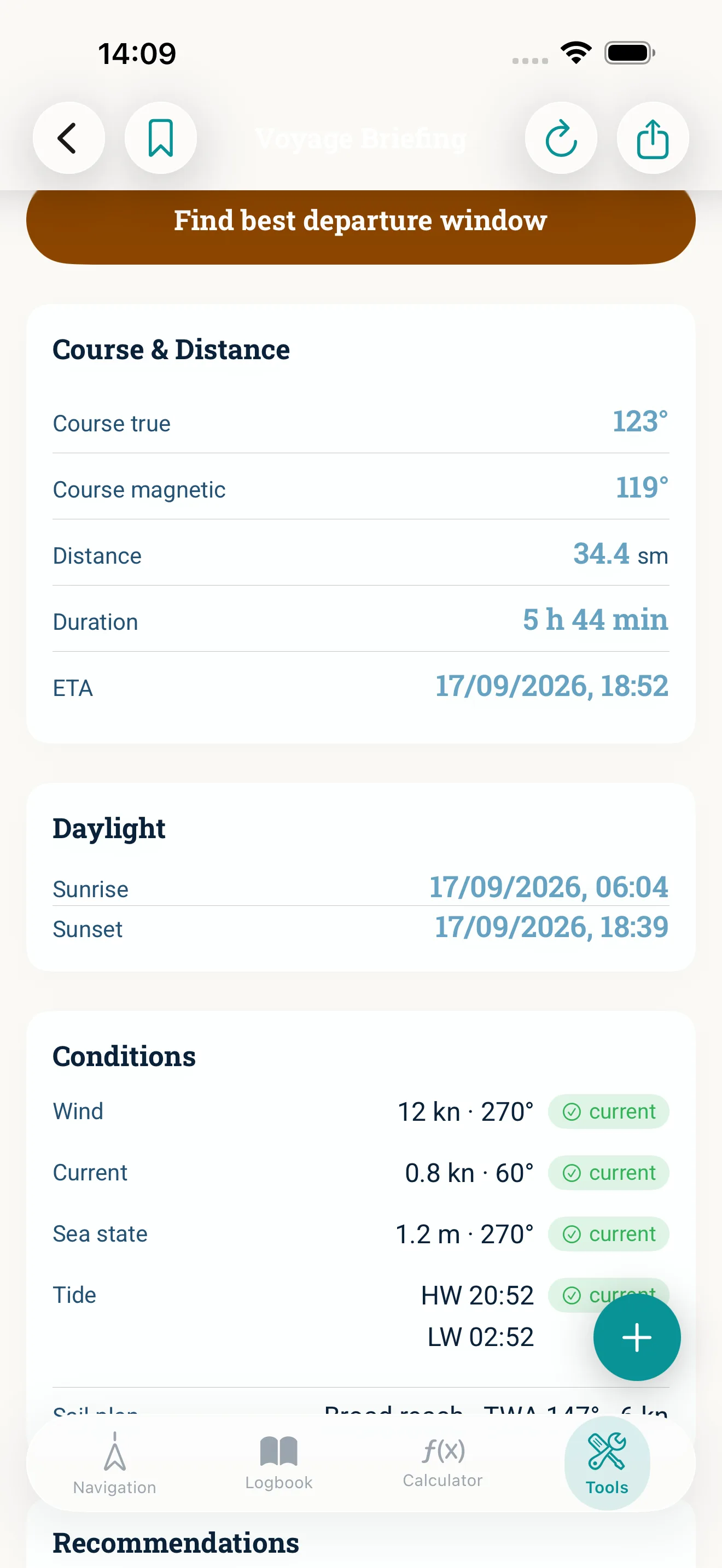 NauticCalc app screenshot